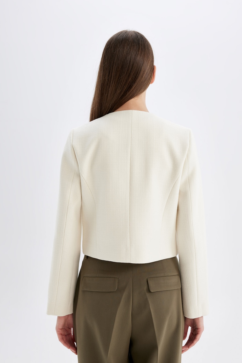 WOMAN Ecru Crop Flanel Blazer