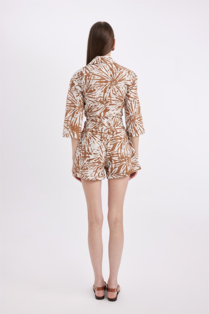 حريمي بني شورت قصير فوال بخصر عالي