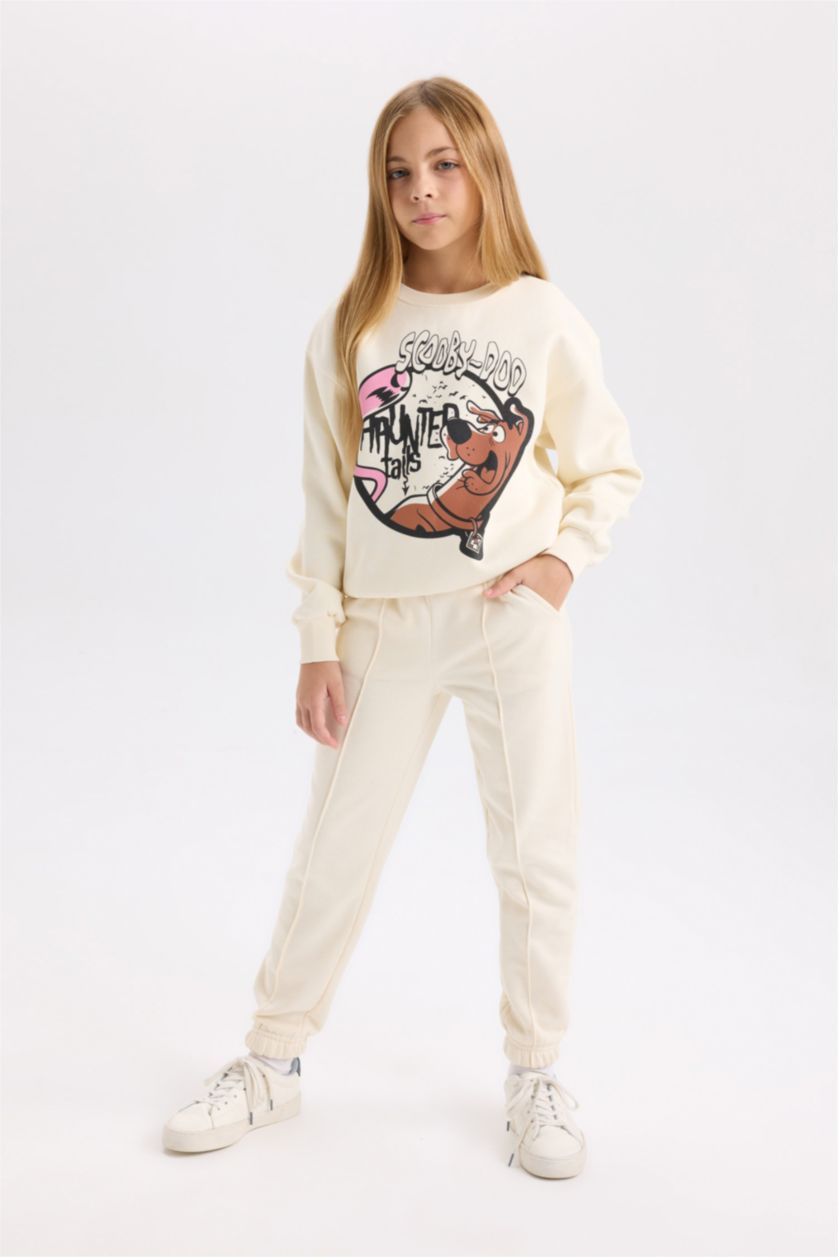 GIRLS & TEENS Ecru Girl Basic Elastic Waist Jogger Sweatpants