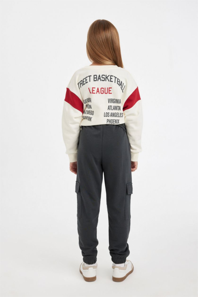 بنات أنثرا سروال سويت بانتس كارجو جوجر برجل مطاطي