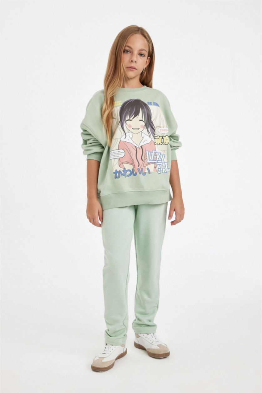 بنات نعناع Girl Carrot Fit Thick Sweatpants with Elastic Waist