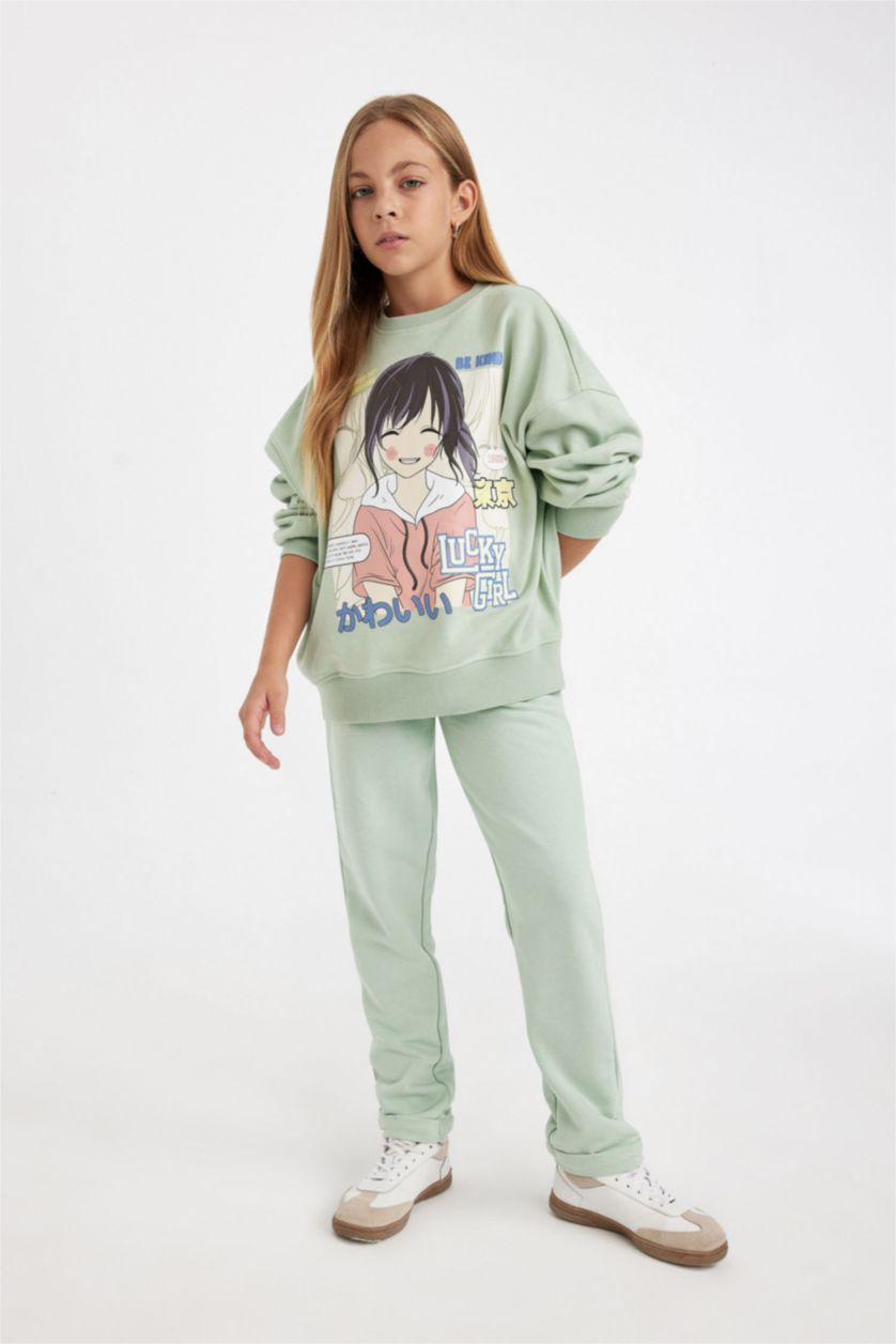 بنات نعناع Girl Carrot Fit Thick Sweatpants with Elastic Waist