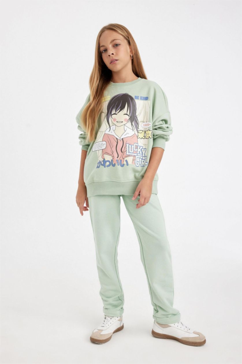 GIRLS & TEENS Mint Girl Carrot Fit Thick Sweatpants with Elastic Waist