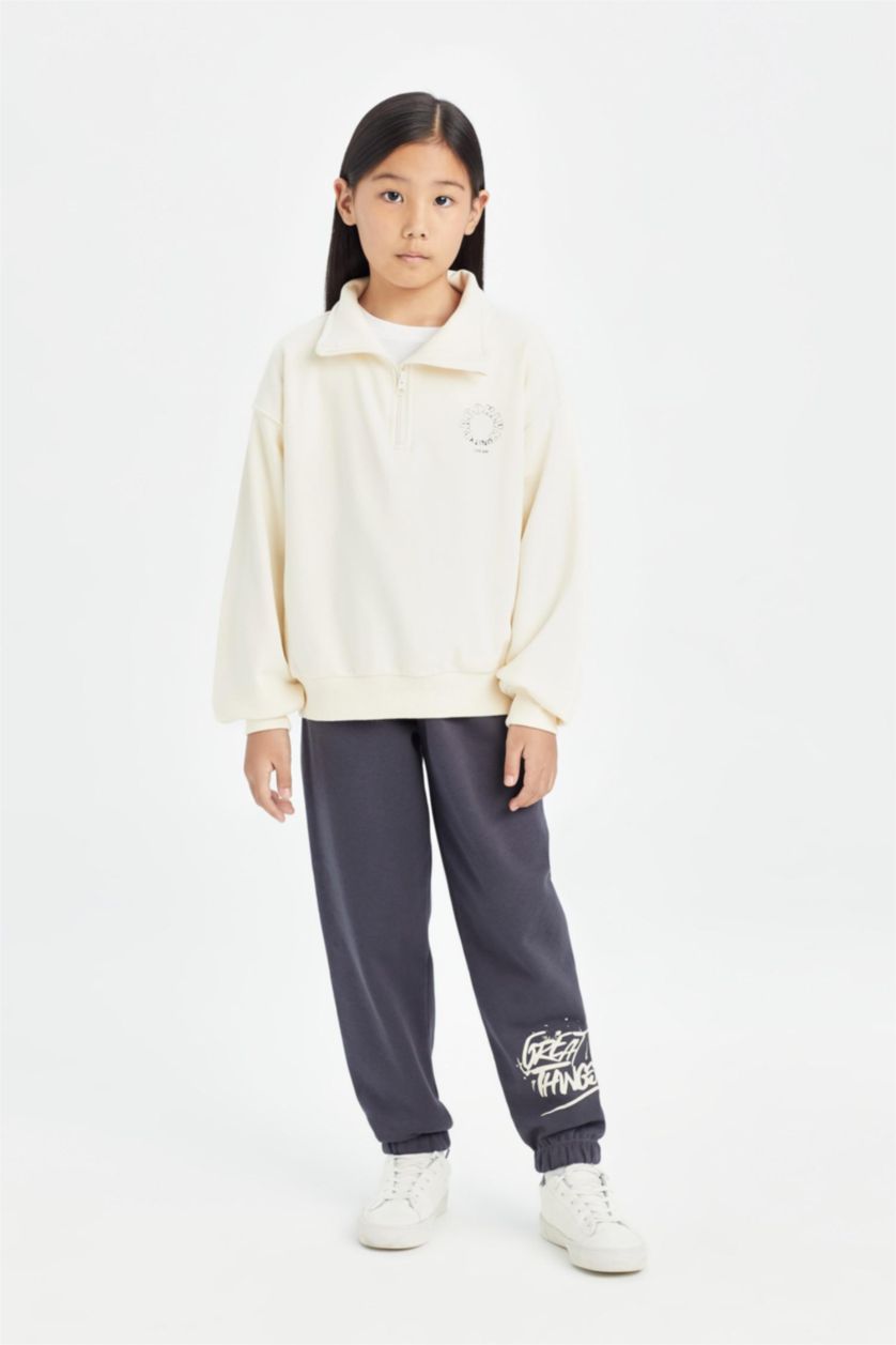 Girls & Teens Anthracite Girl Printed Elastic Waist Jogger Sweatpants