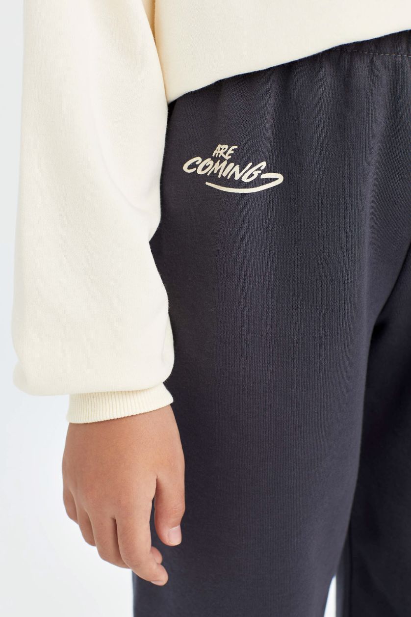 Girls & Teens Anthracite Girl Printed Elastic Waist Jogger Sweatpants