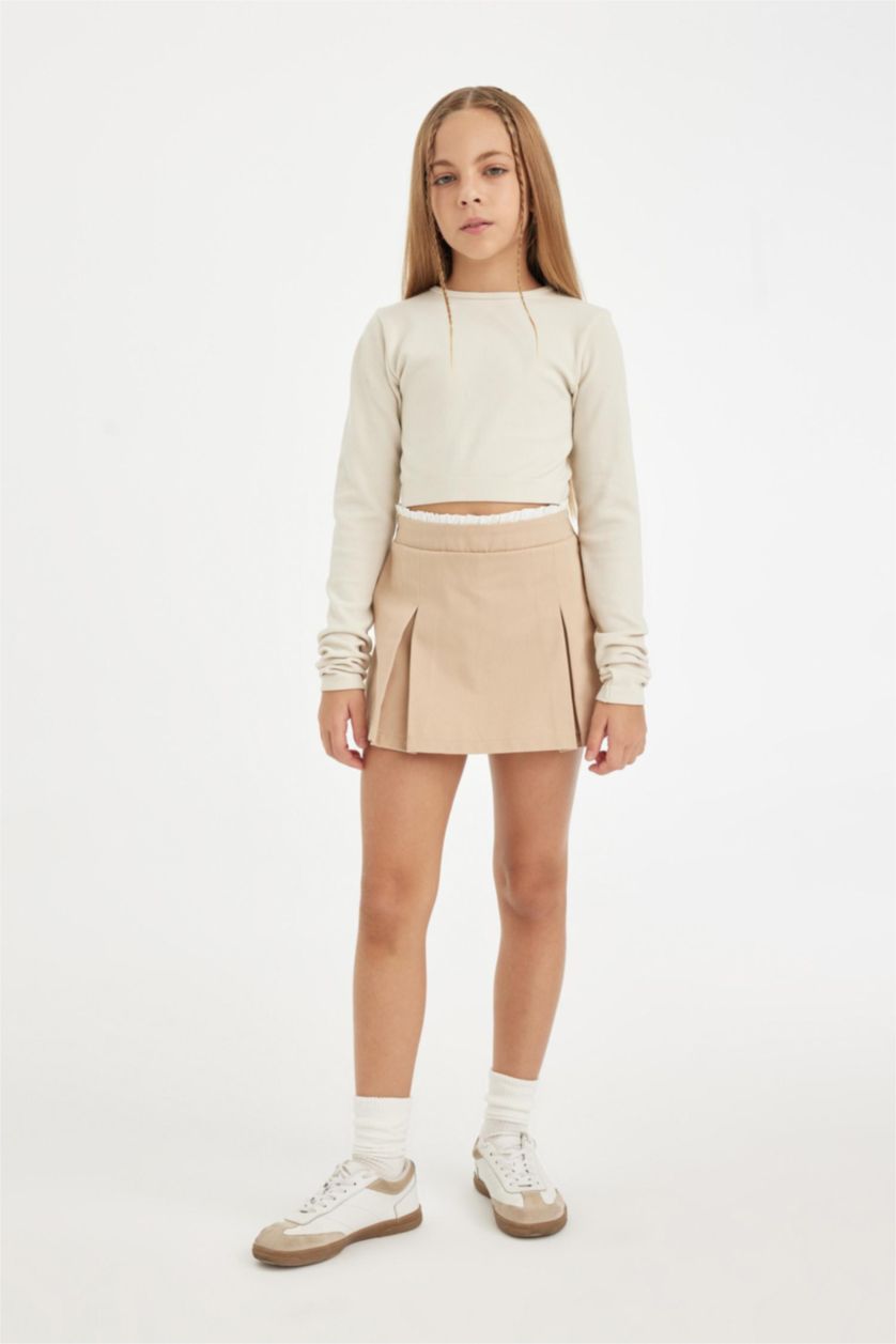 GIRLS & TEENS Sand Girl Gabardine Pleated Skort