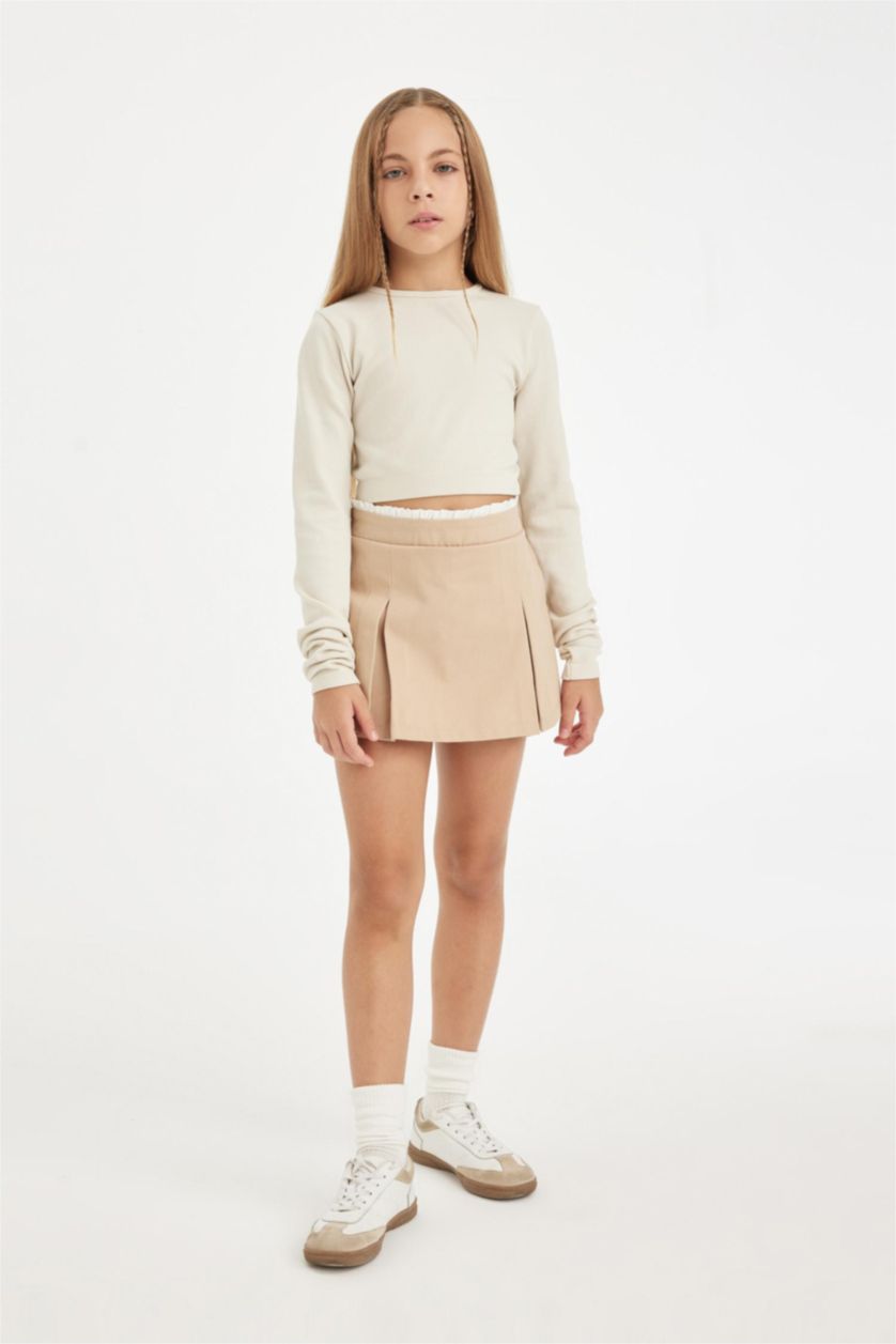 GIRLS & TEENS Sand Girl Gabardine Pleated Skort