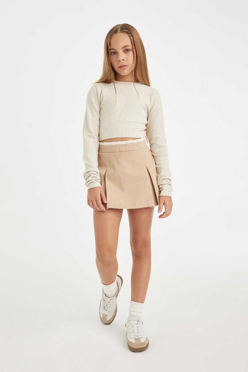 GIRLS & TEENS Sand Girl Gabardine Pleated Skort