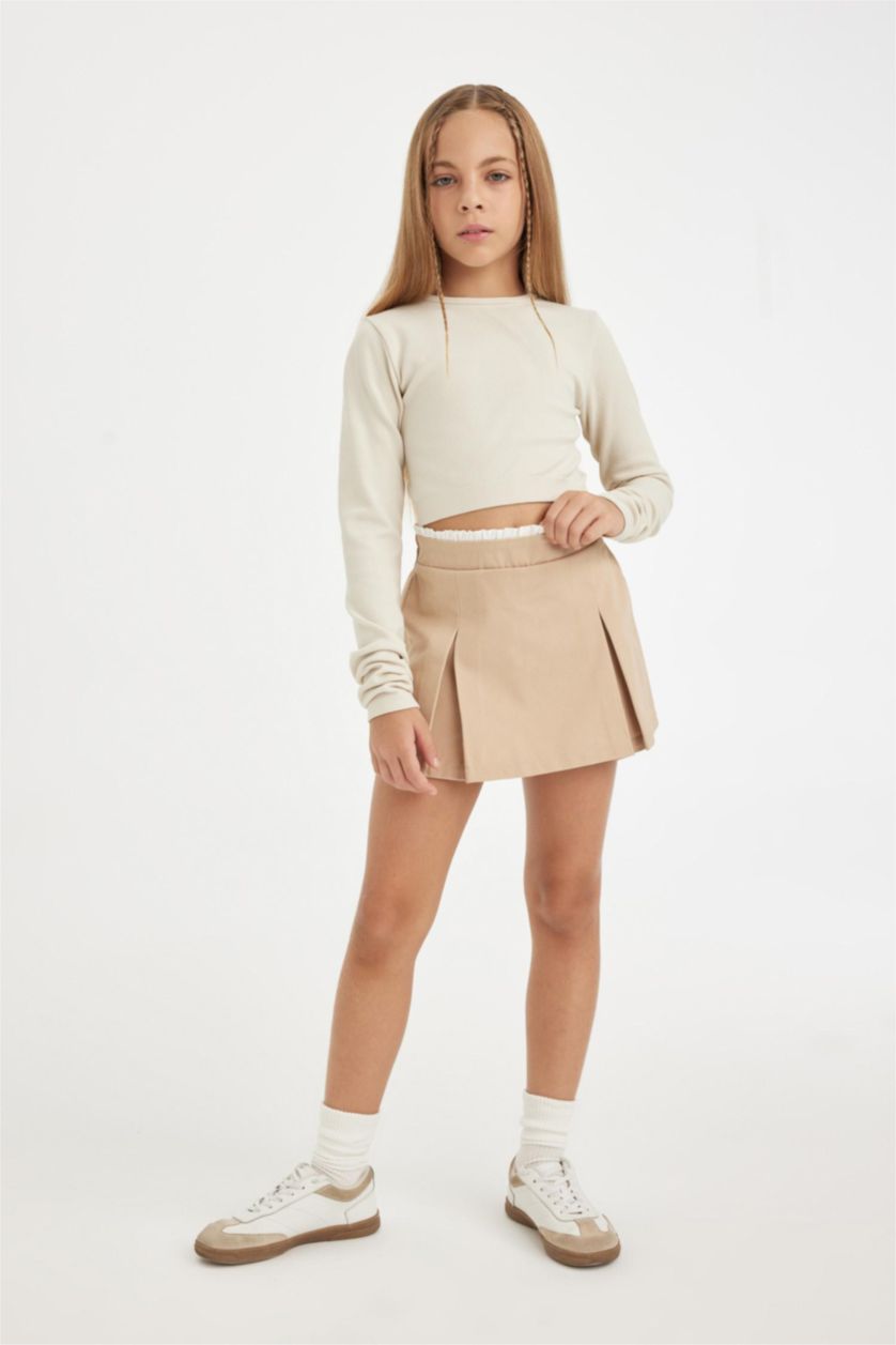 GIRLS & TEENS Sand Girl Gabardine Pleated Skort