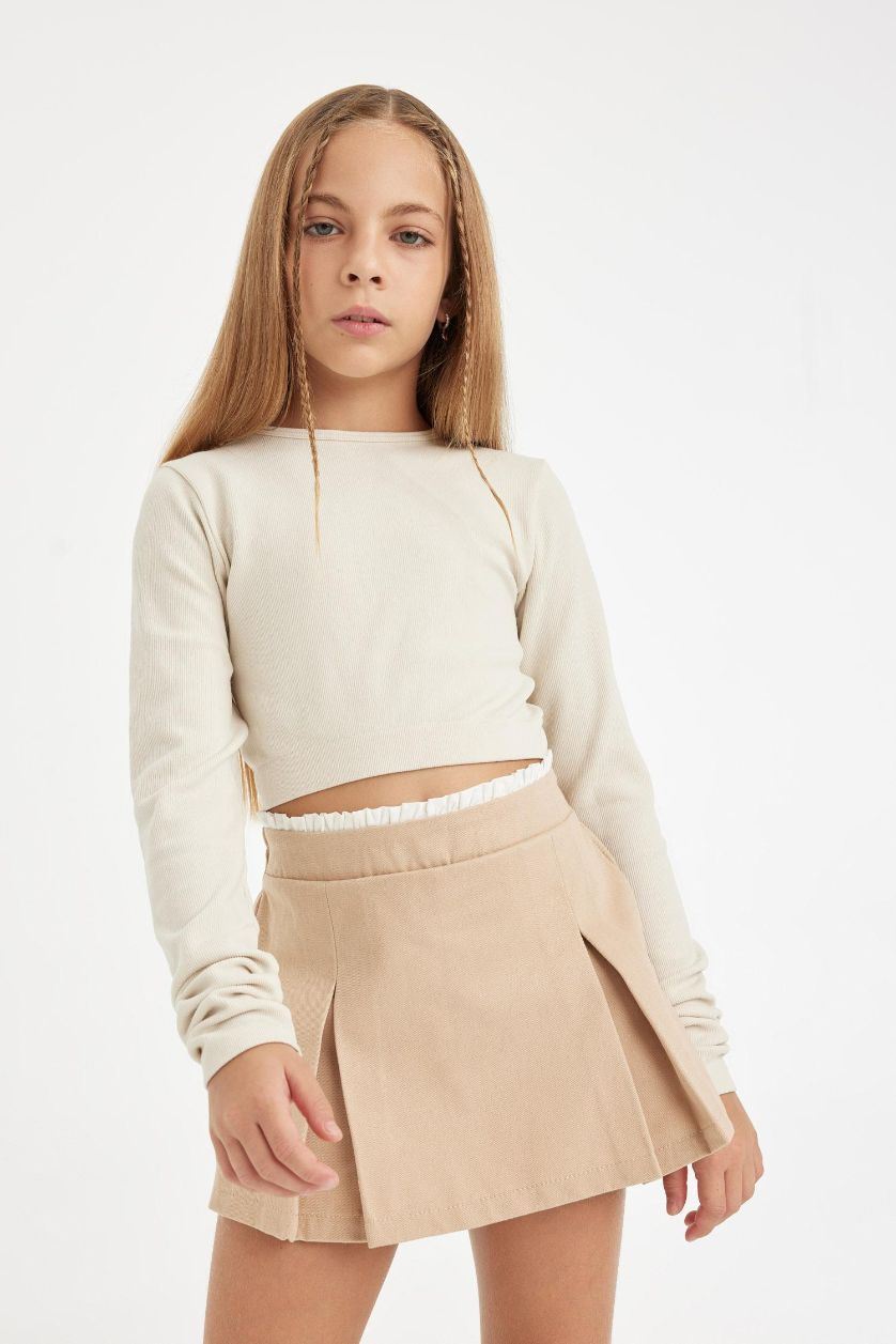 GIRLS & TEENS Sand Girl Gabardine Pleated Skort