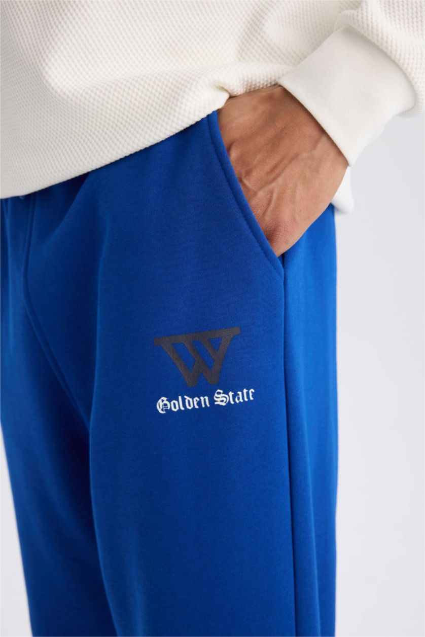 Erkek Saks Standart Fıt Kalın Sweatshirt Kumaşı Jogger