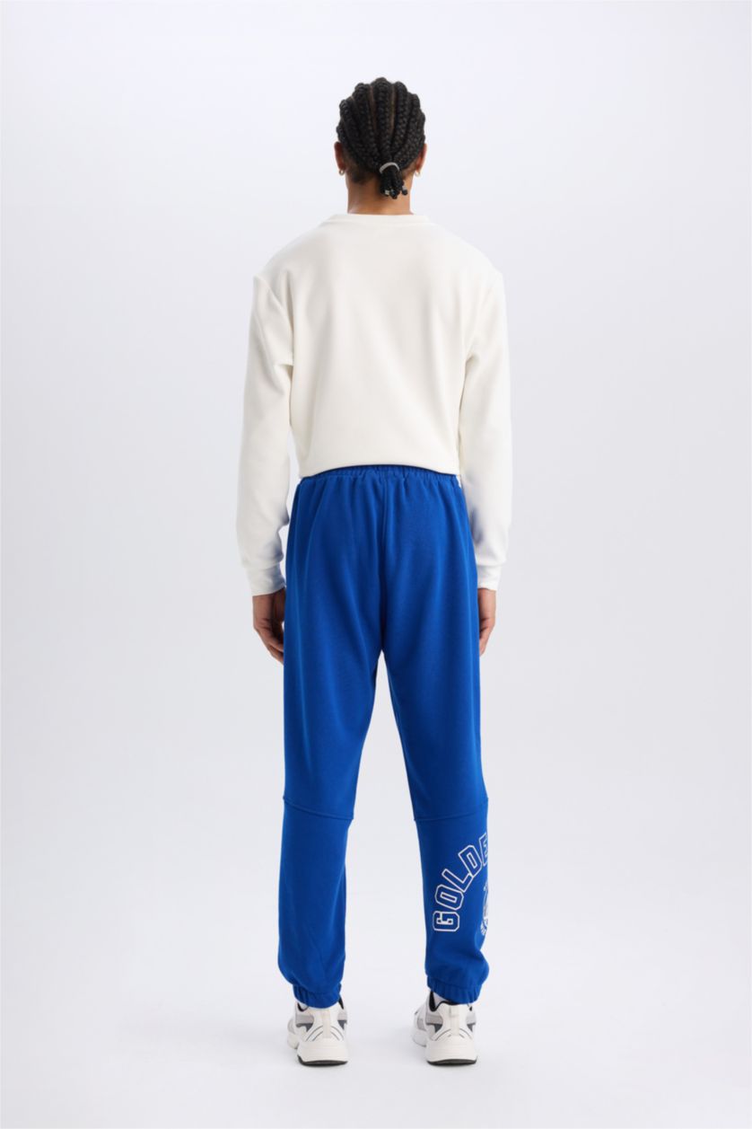 Erkek Saks Standart Fıt Kalın Sweatshirt Kumaşı Jogger