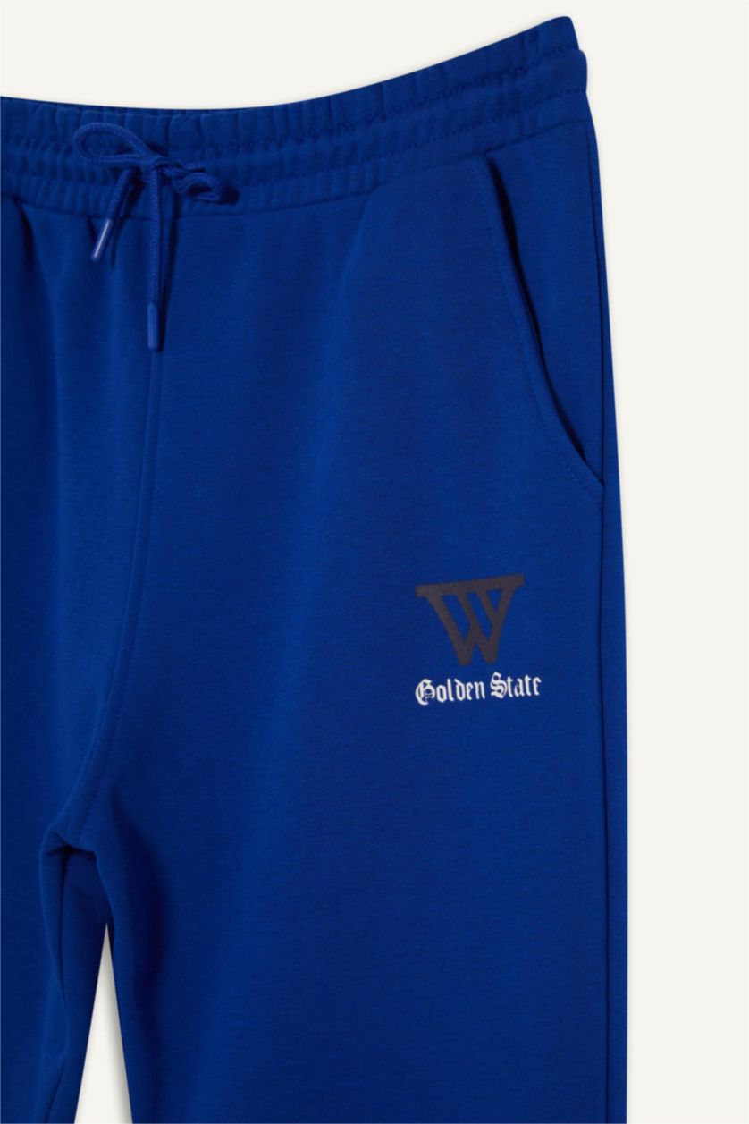 Erkek Saks Standart Fıt Kalın Sweatshirt Kumaşı Jogger