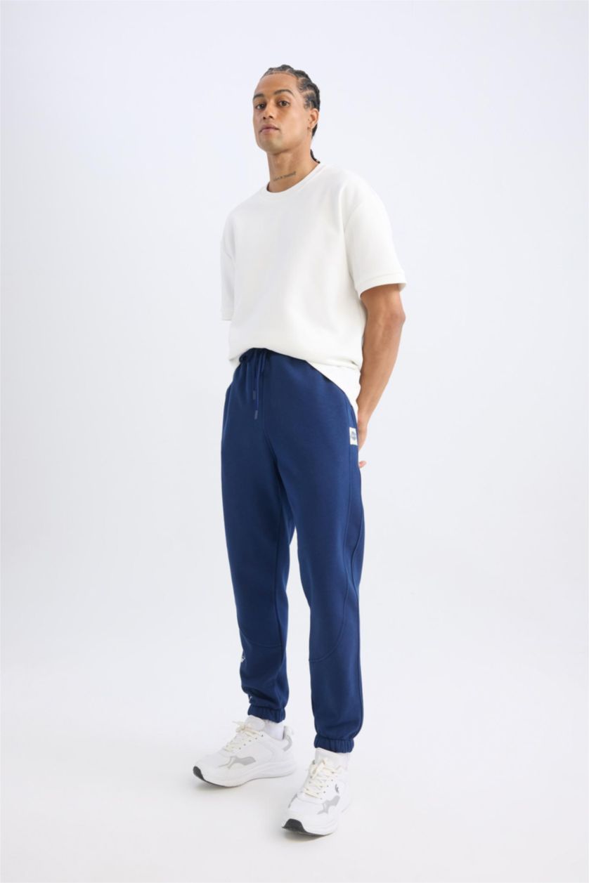 Erkek Lacivert Kalın Jogger Eşofman Altı NBA Los Angeles Lakers Standart Fit Beli Lastikli Bağcıklı