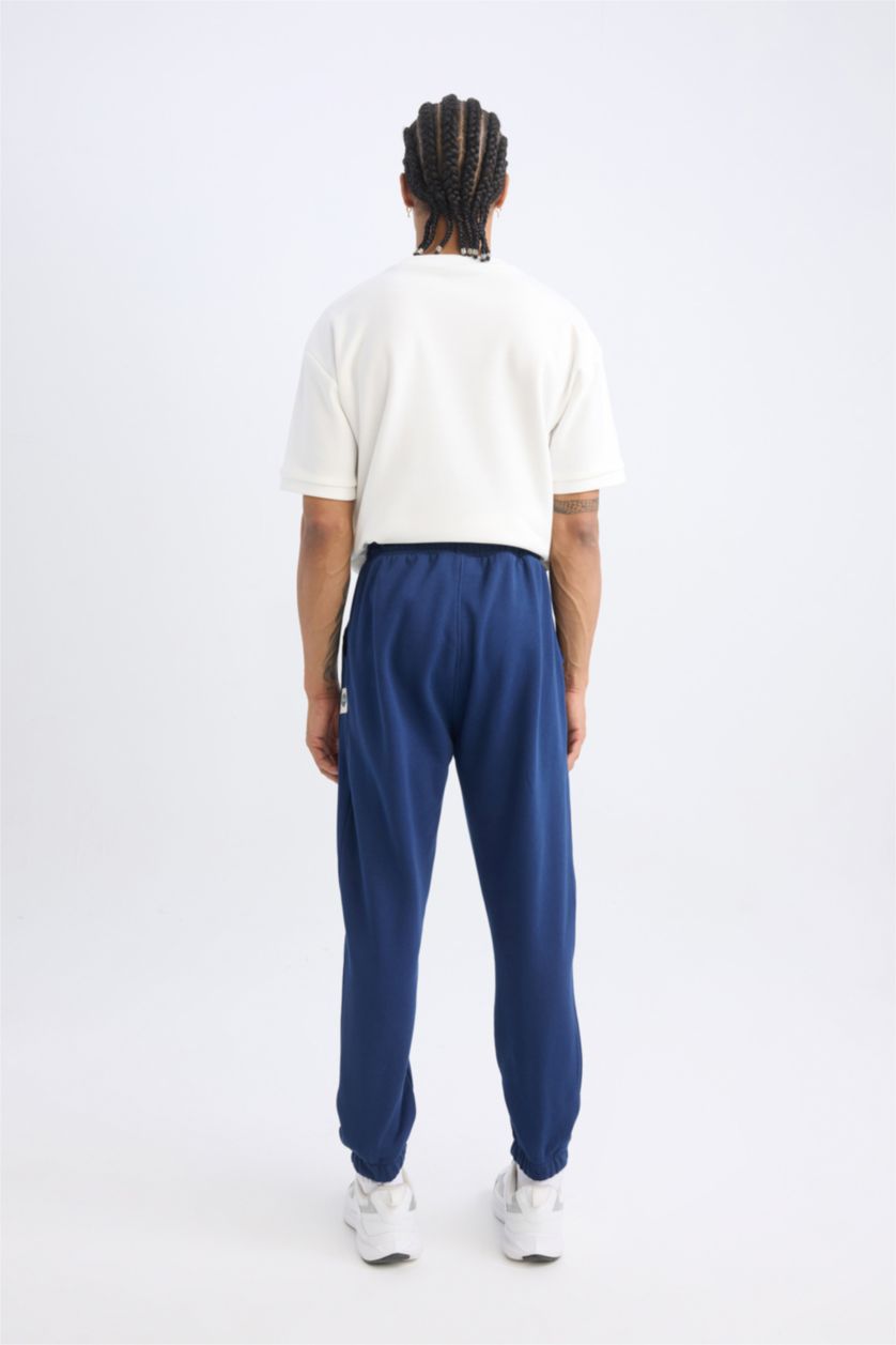 Erkek Lacivert Kalın Jogger Eşofman Altı NBA Los Angeles Lakers Standart Fit Beli Lastikli Bağcıklı