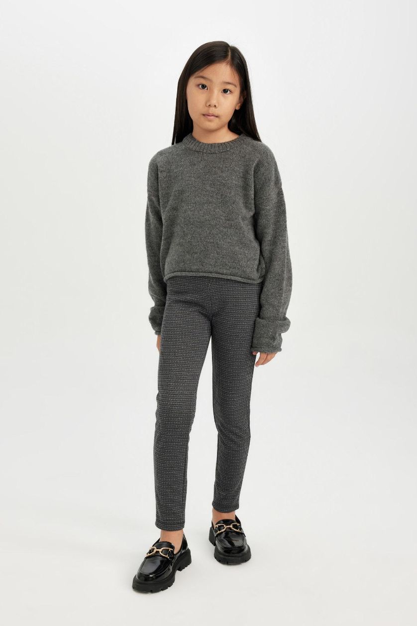 FILLES Noir Leggings à coupe standard pour fille