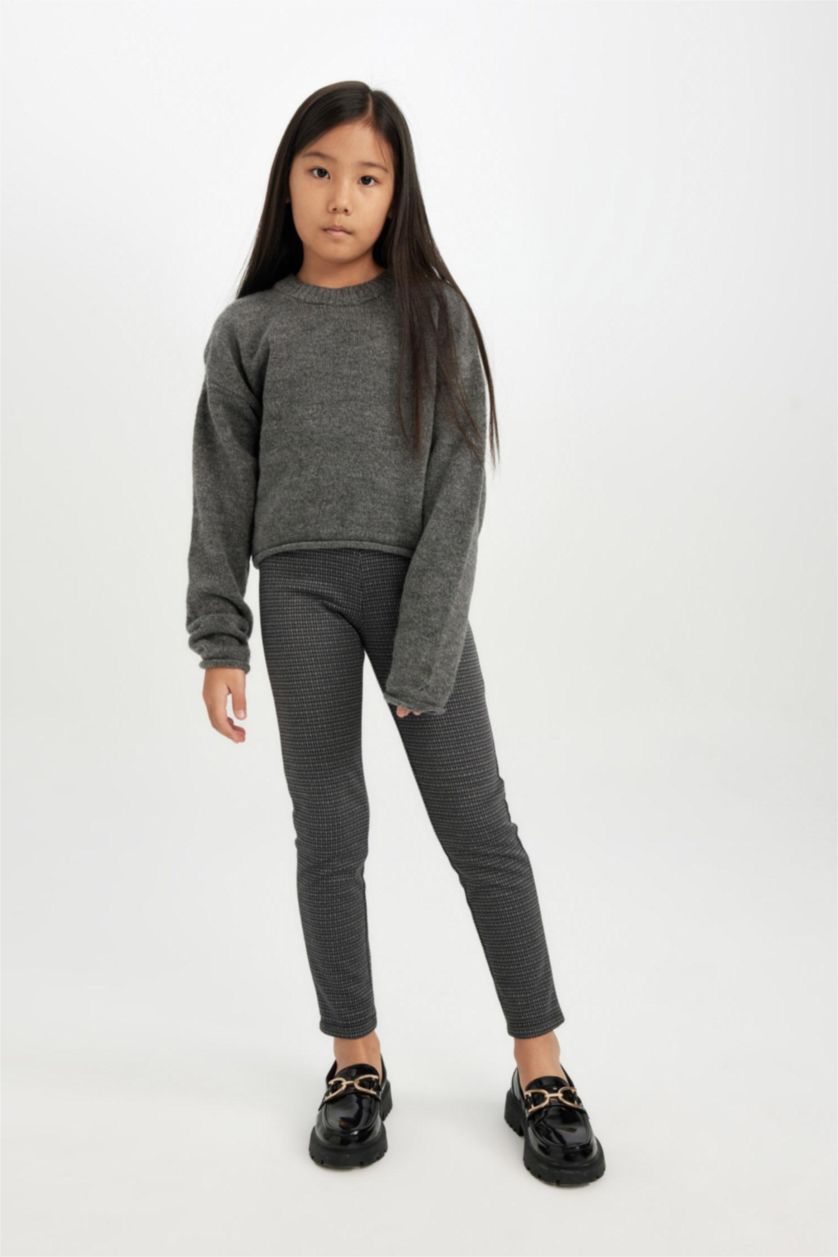 FILLES Noir Leggings à coupe standard pour fille