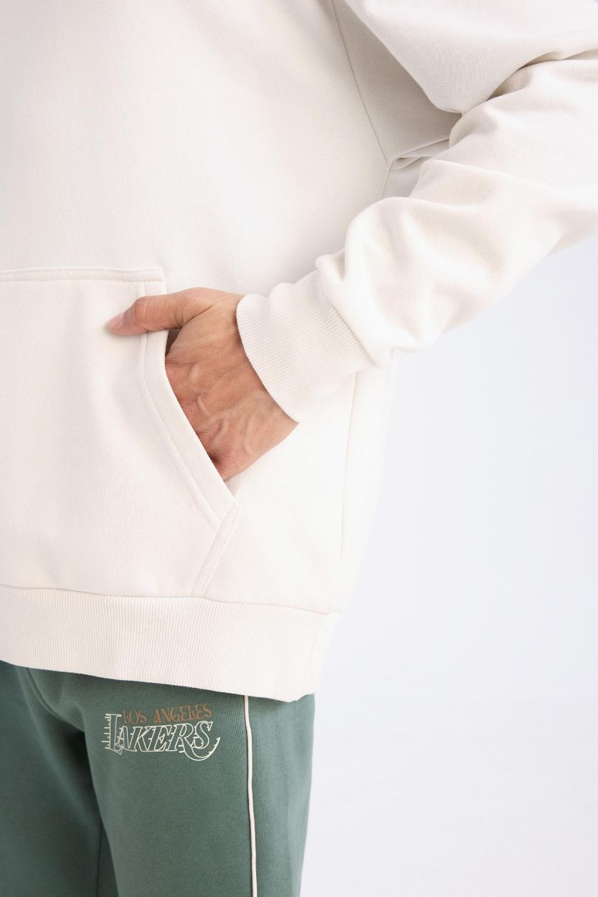 Erkek Taş NBA Boston Celtics Oversize Geniş Kalıp Kapüşonlu Sırt Baskılı Kalın Sweatshirt