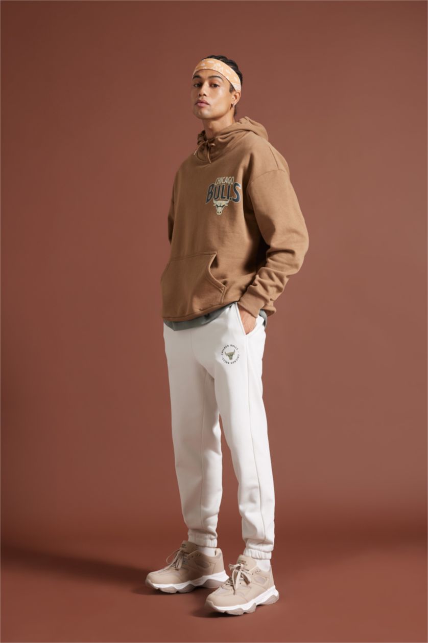 Erkek Taş Standart Fıt Kalın Sweatshirt Kumaşı Jogger