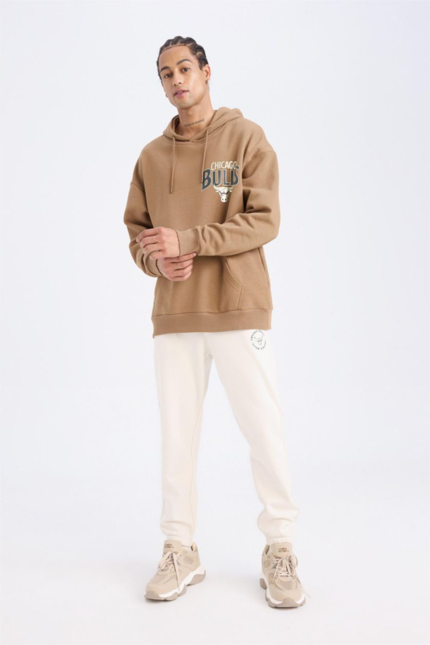 Erkek Taş Standart Fıt Kalın Sweatshirt Kumaşı Jogger