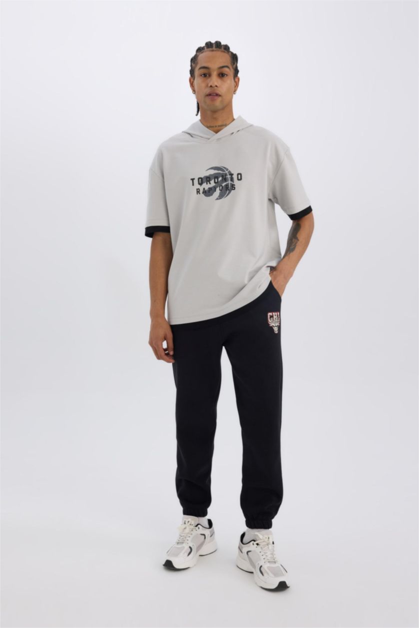 MAN Black Standard Fit Waist Tied Thick Sweatpants