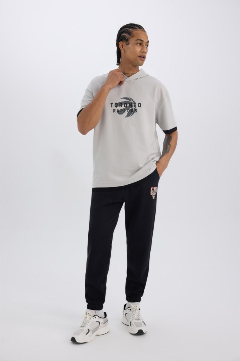 MAN Black Standard Fit Waist Tied Thick Sweatpants