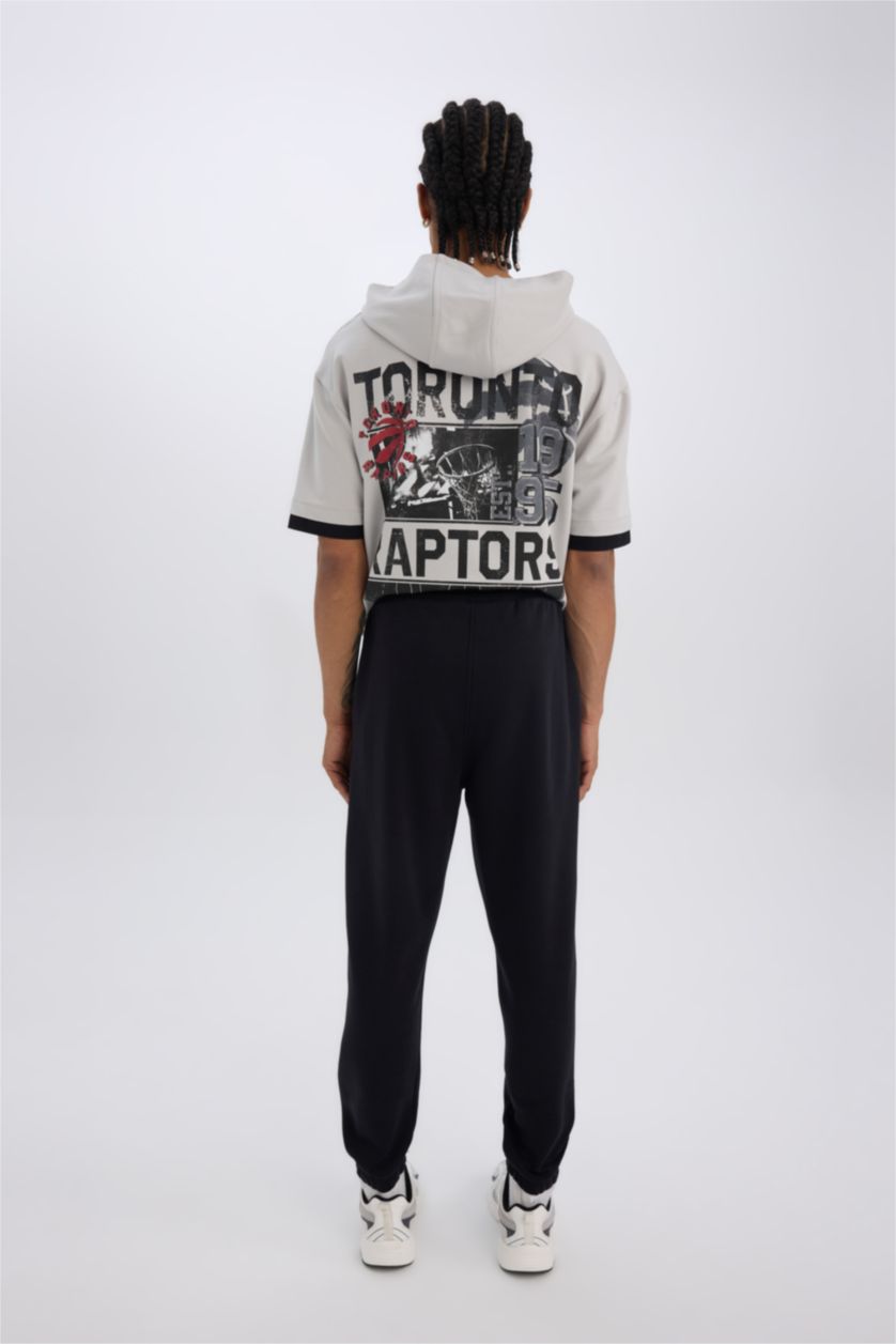 MAN Black Standard Fit Waist Tied Thick Sweatpants