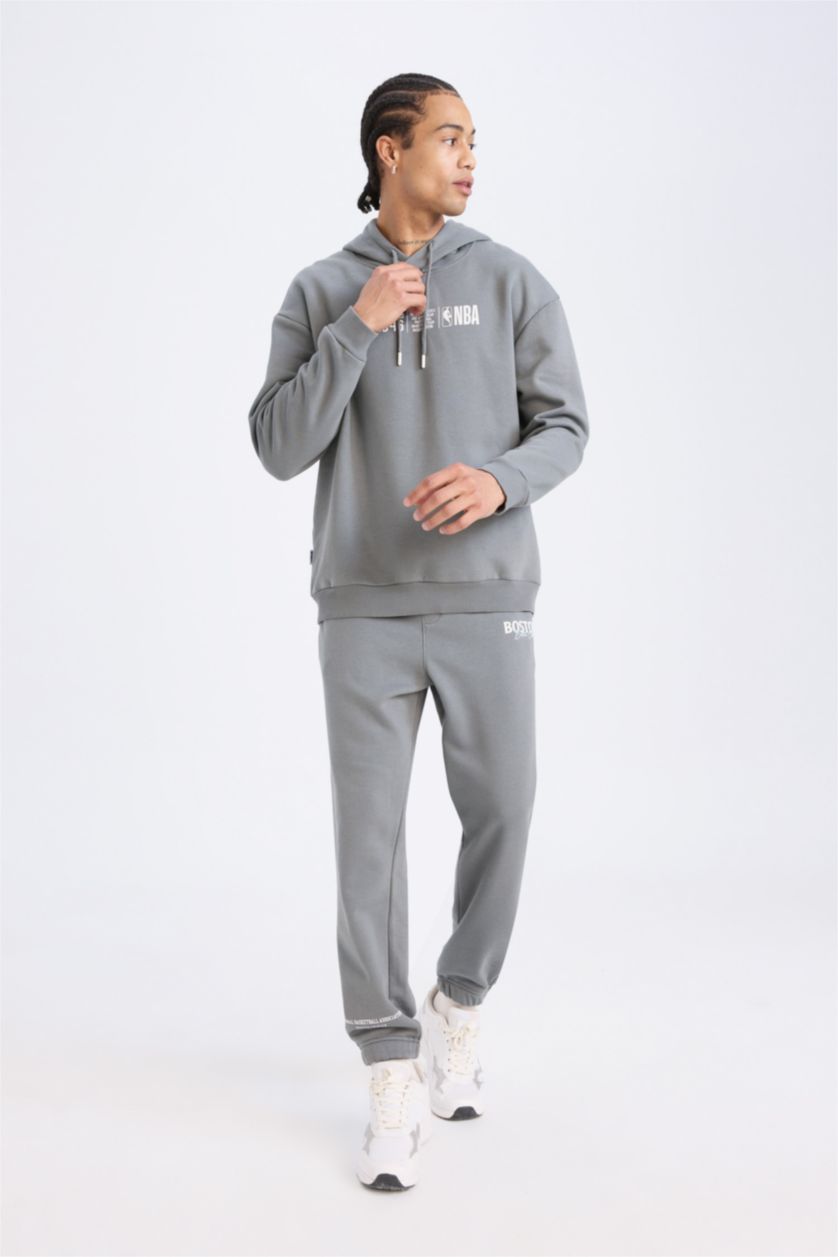 MAN Grey DeFactoFit NBA Boston Celtics Standard Fit Thick Fabric Joggers