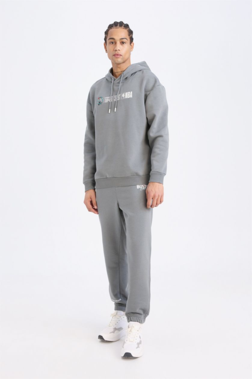 MAN Grey DeFactoFit NBA Boston Celtics Standard Fit Thick Fabric Joggers