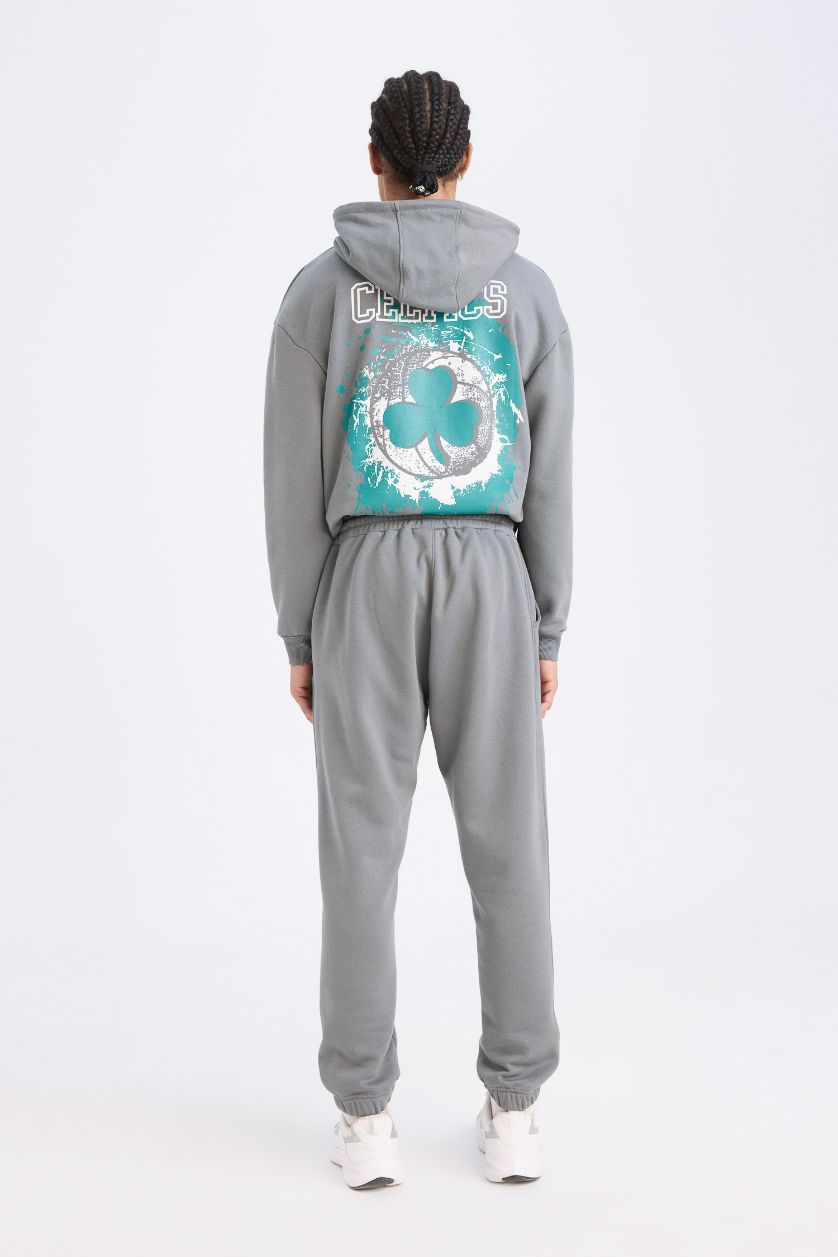 MAN Grey DeFactoFit NBA Boston Celtics Standard Fit Thick Fabric Joggers