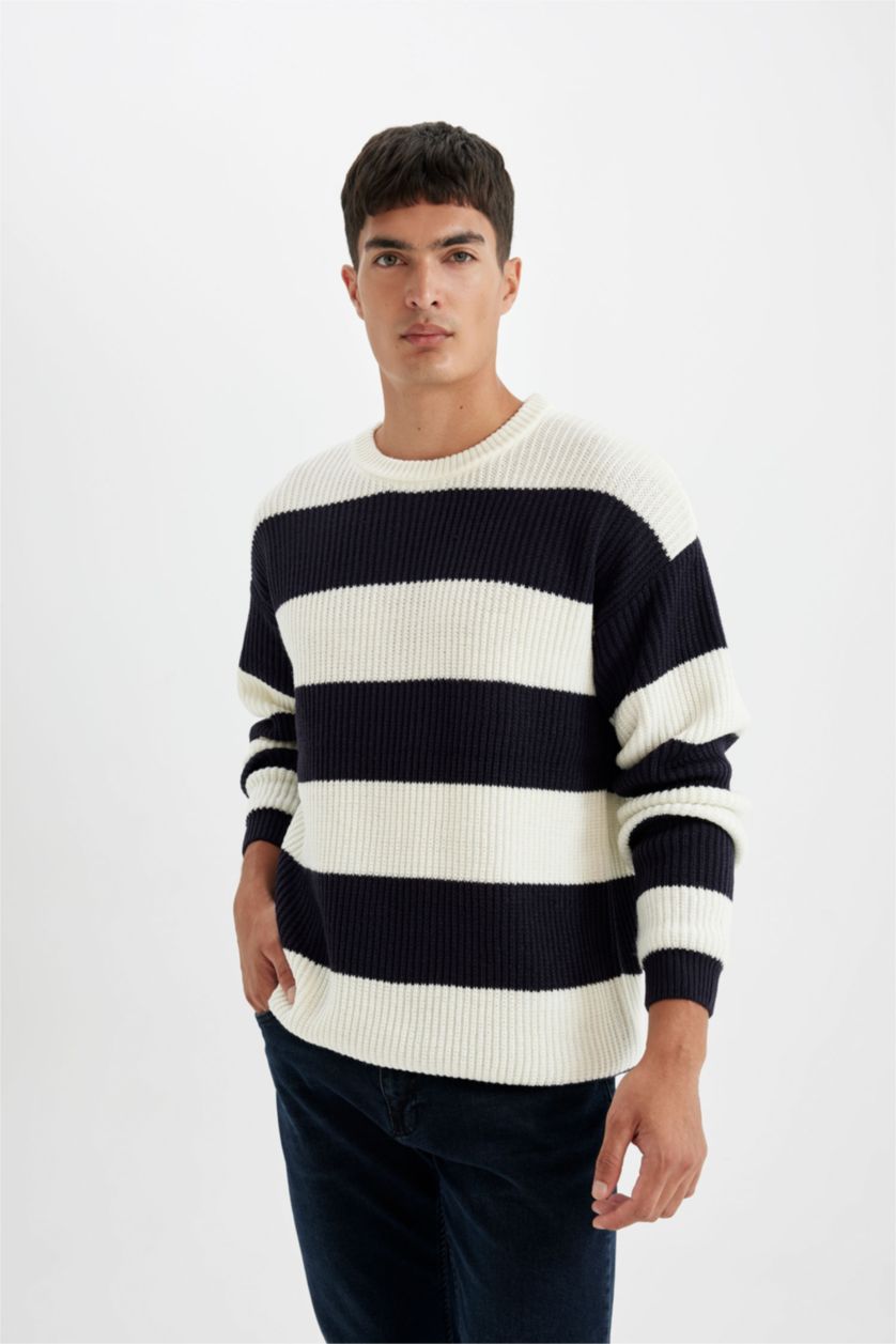 رجالي كحلي Relax Fit Knitwear Pullover