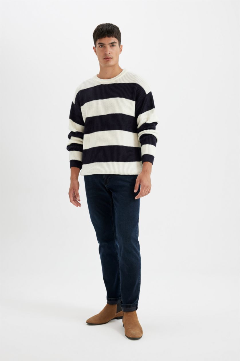 رجالي كحلي Relax Fit Knitwear Pullover