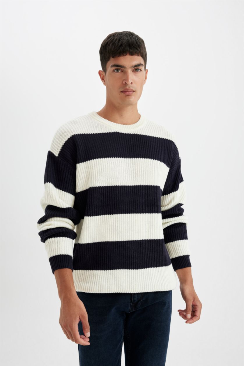 رجالي كحلي Relax Fit Knitwear Pullover