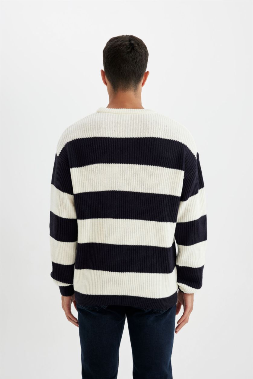 رجالي كحلي Relax Fit Knitwear Pullover