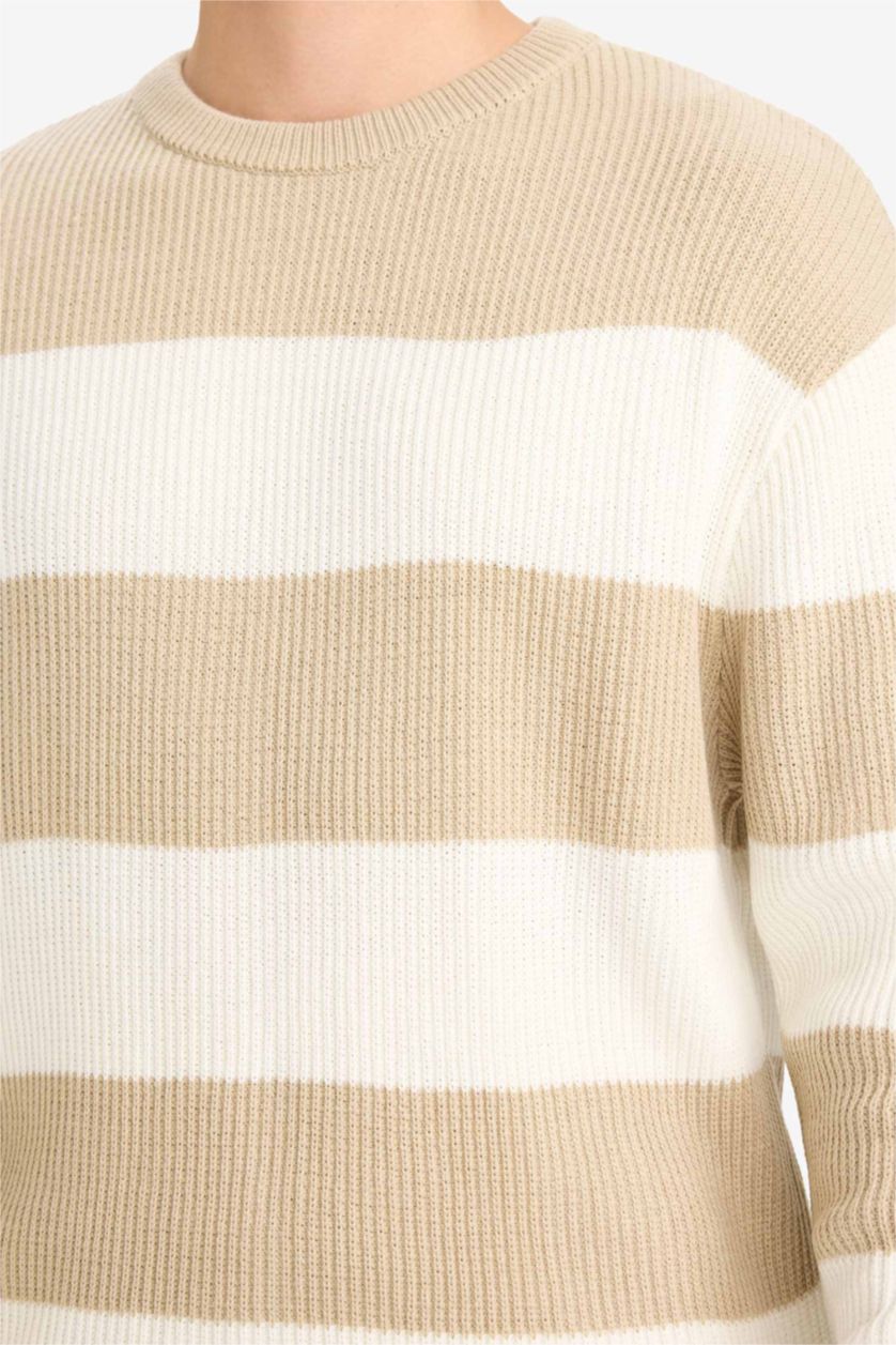 رجال بيج بلوفر تريكو قصة مريحة بياقة مستديرة