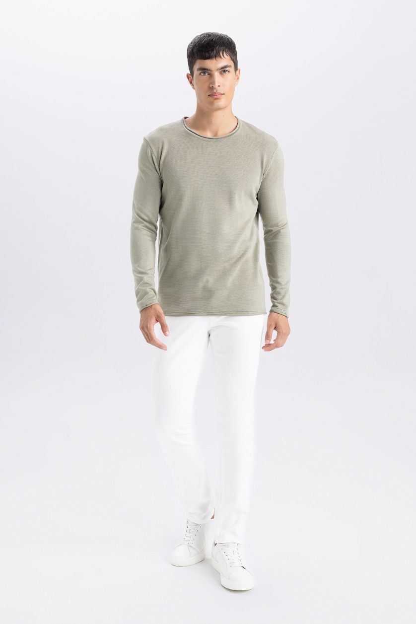 MAN Khaki Relax Fit Crew Neck Basic Knitted Pullover