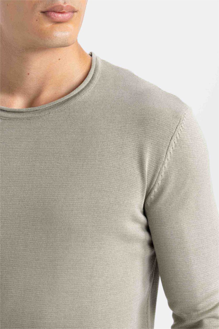 MAN Khaki Relax Fit Crew Neck Basic Knitted Pullover