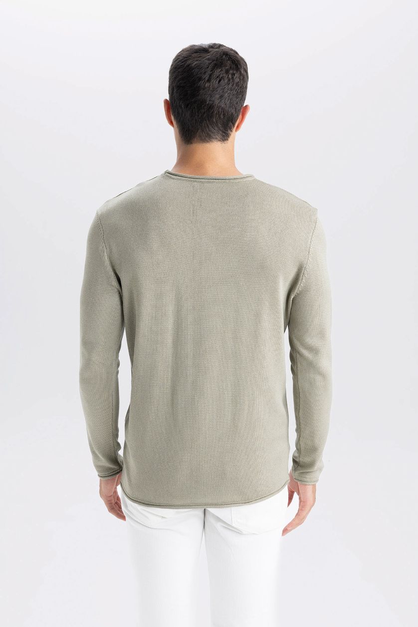 MAN Khaki Relax Fit Crew Neck Basic Knitted Pullover