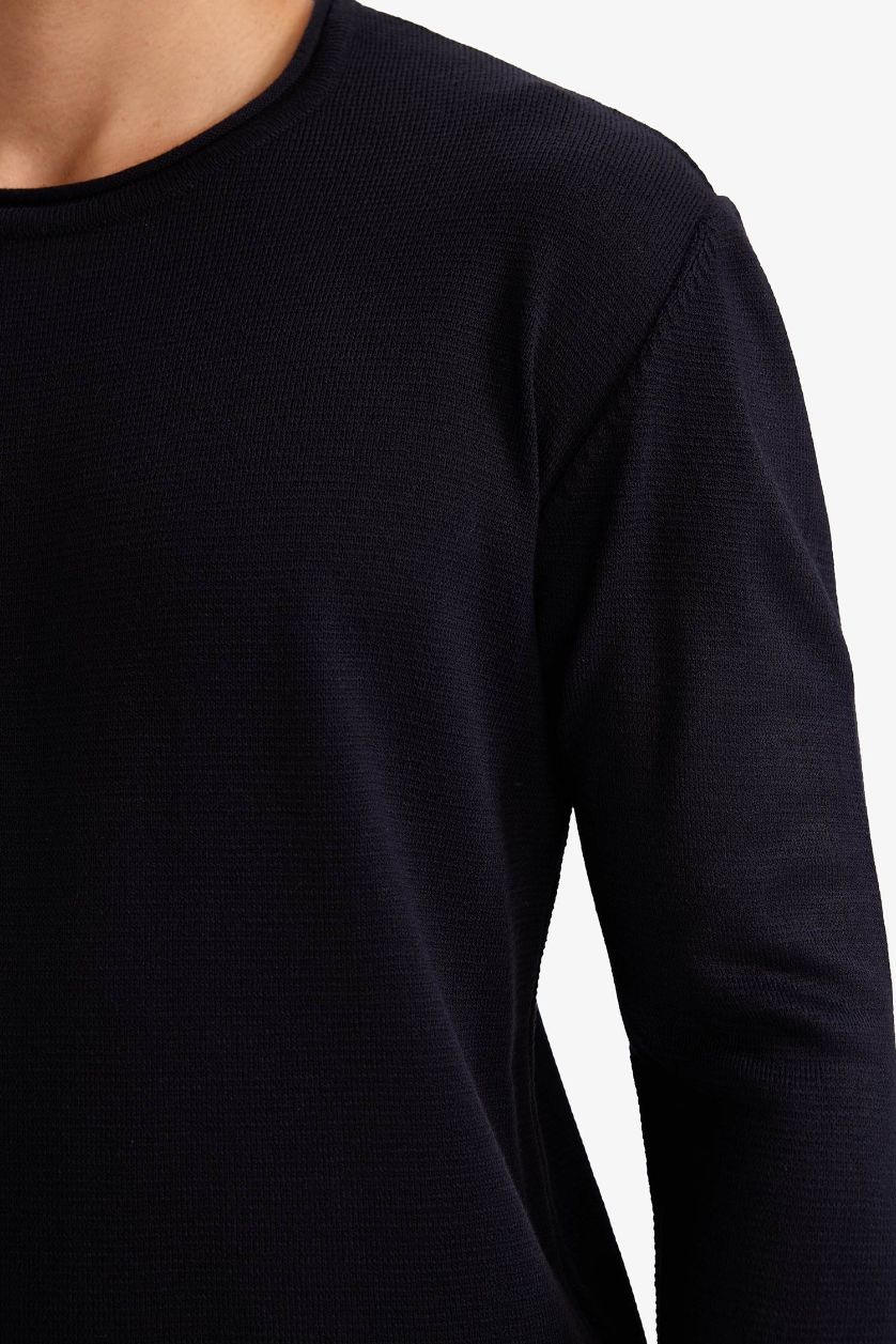 HOMME Marin Pull en tricot à col rond Coupe décontractée