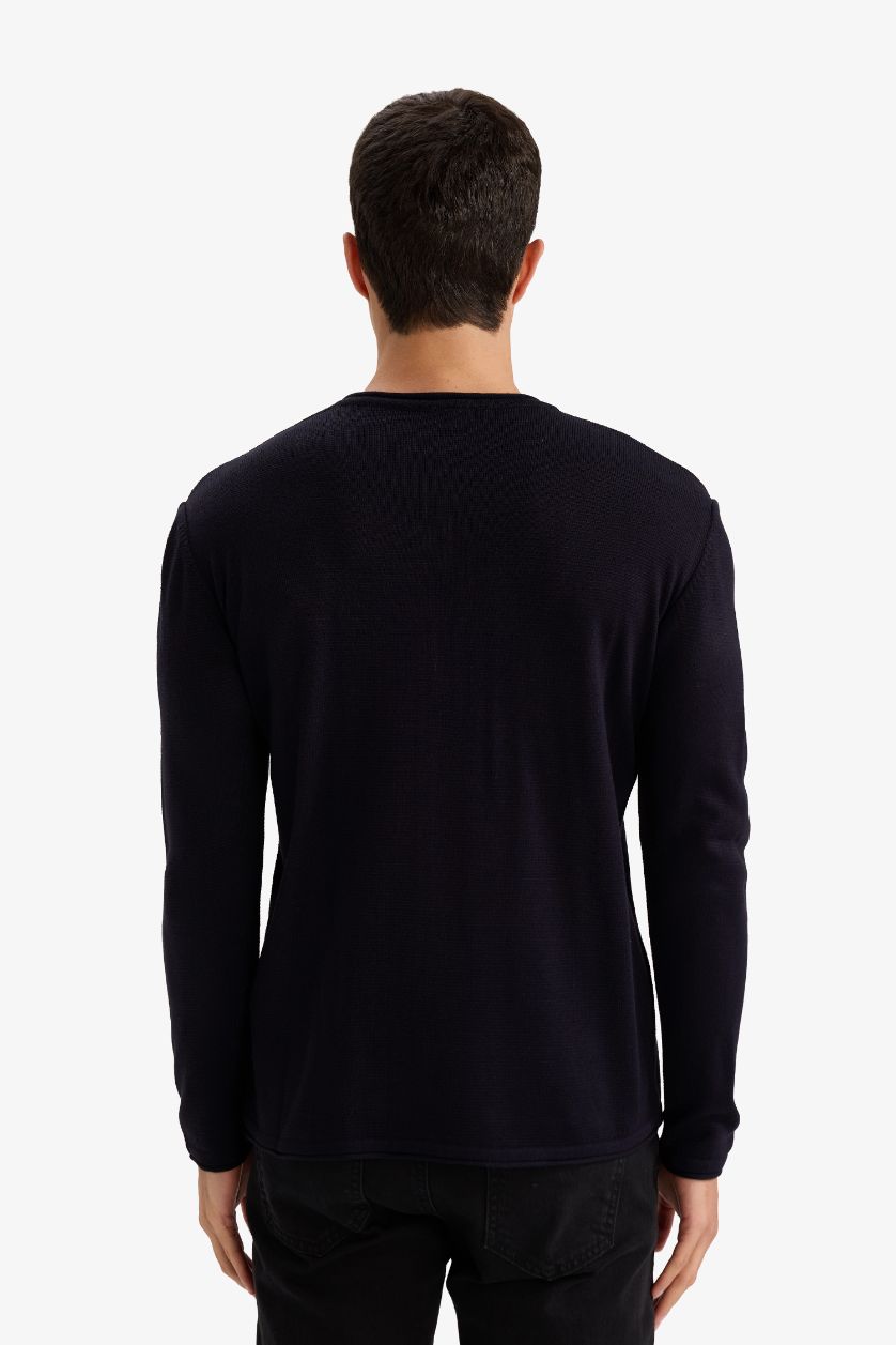 HOMME Marin Pull en tricot à col rond Coupe décontractée