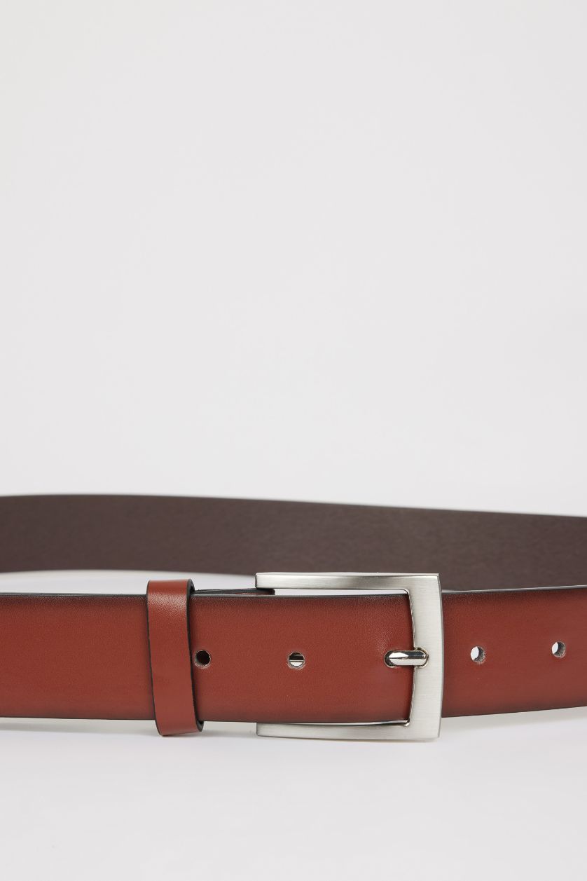 رجالي بني حزام رجالي كاجوال جلد صناعي بني