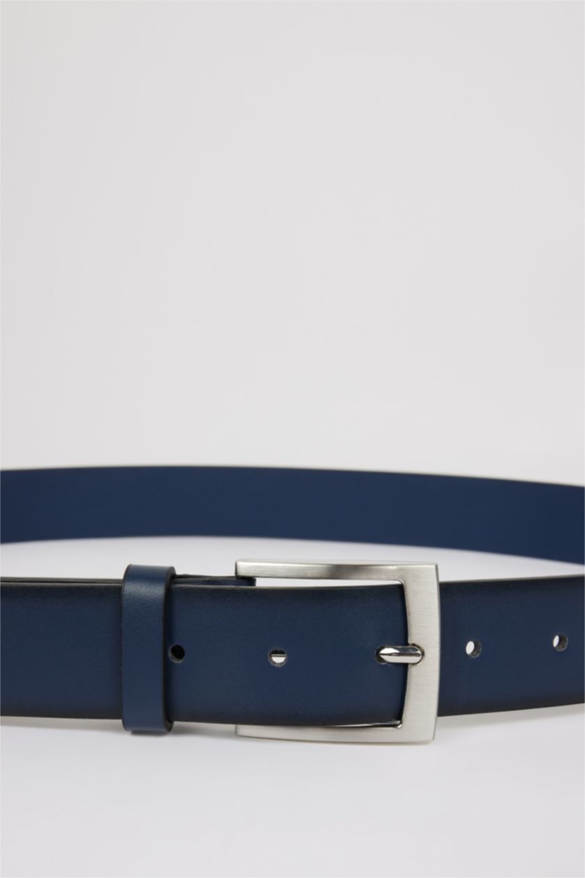 Erkek Lacivert Erkek Suni Deri Jean Kemeri