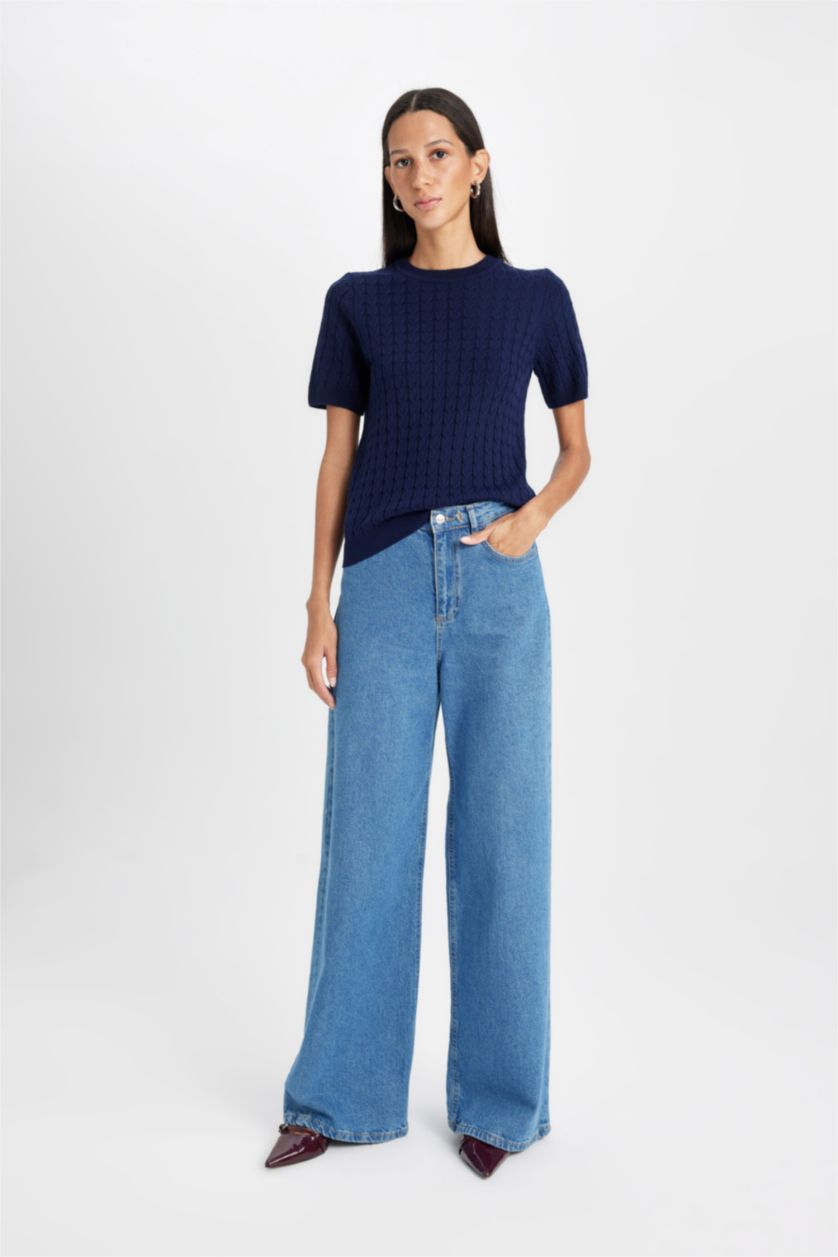 Kadın Lacivert Regular Fıt Kazak