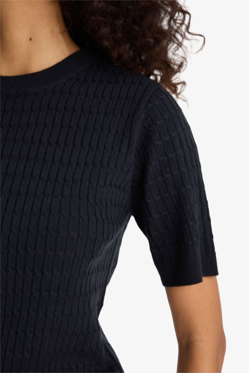 Женщины Черный Свитер с круглым вырезом, обычная посадка