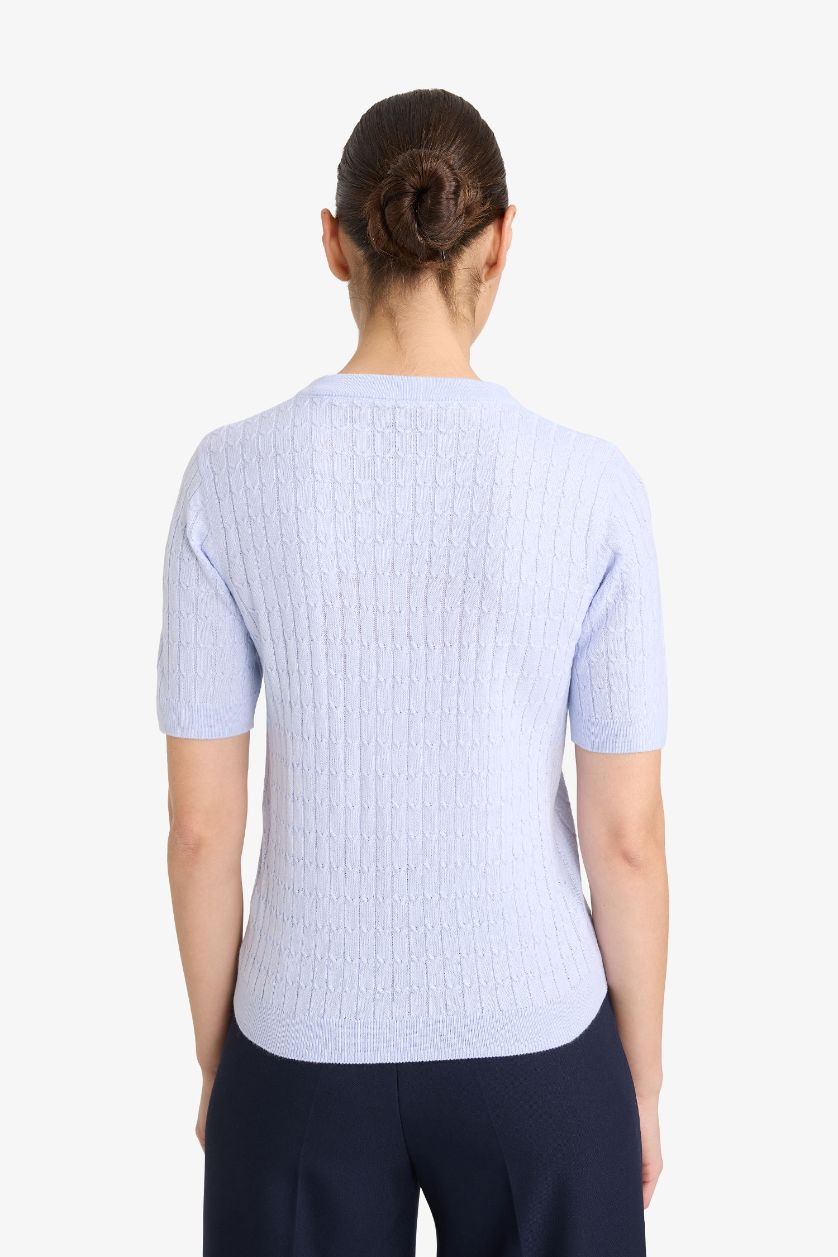 Woman Light Blue Regular Fit Crew Neck Pullover