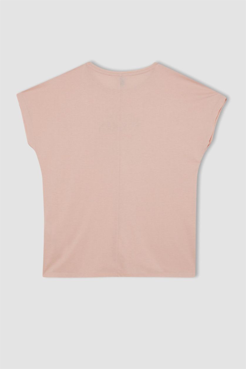 FEMME Bordeaux T-shirt imprimé à col rond et à manches courtes