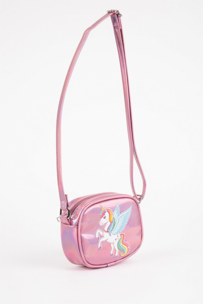 Kız Çocuk - Genç Kız Pembe Kız Çocuk Suni Deri Unicorn Çapraz Çanta