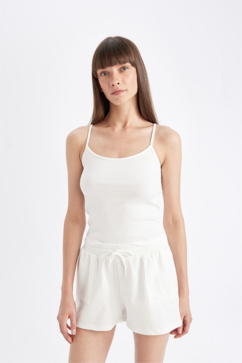 WOMAN Ecru Regular Fit Camisole Crew Neck Tank Top