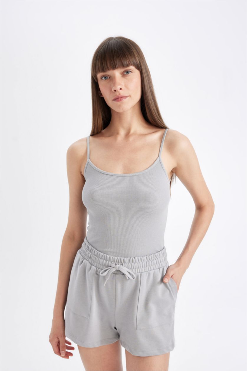 WOMAN Light Grey Regular Fit Shorts