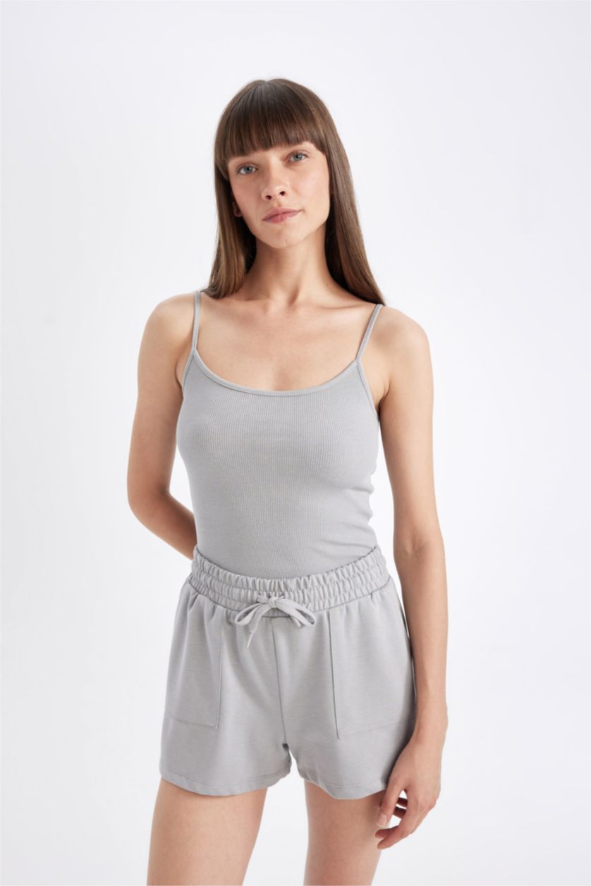 WOMAN Light Grey Regular Fit Shorts